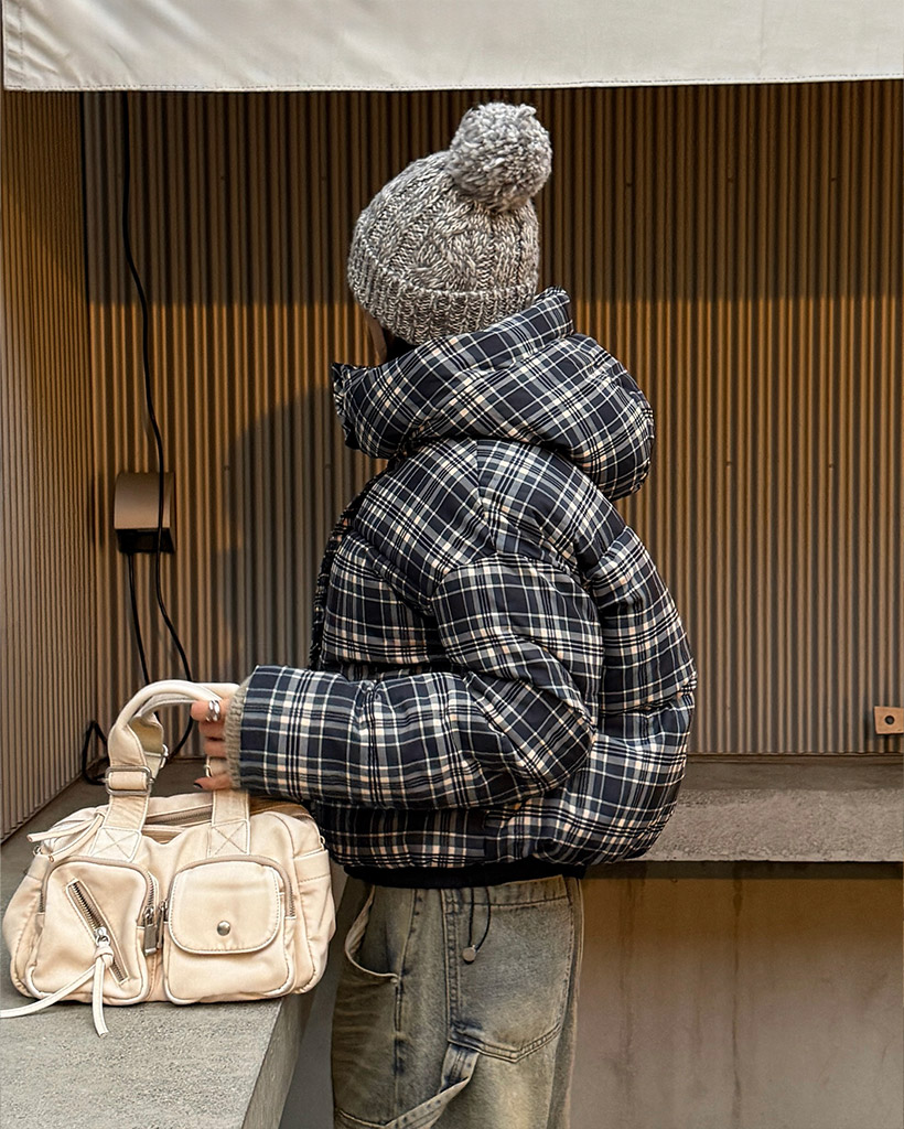 チェック フードダウンジャケット | ファッション通販サイト NUGU