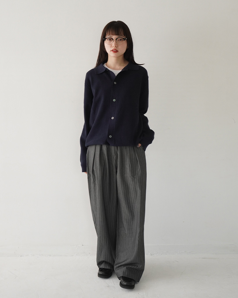 ユニセックス)ストライプセミワイドスラックス | ファッション通販