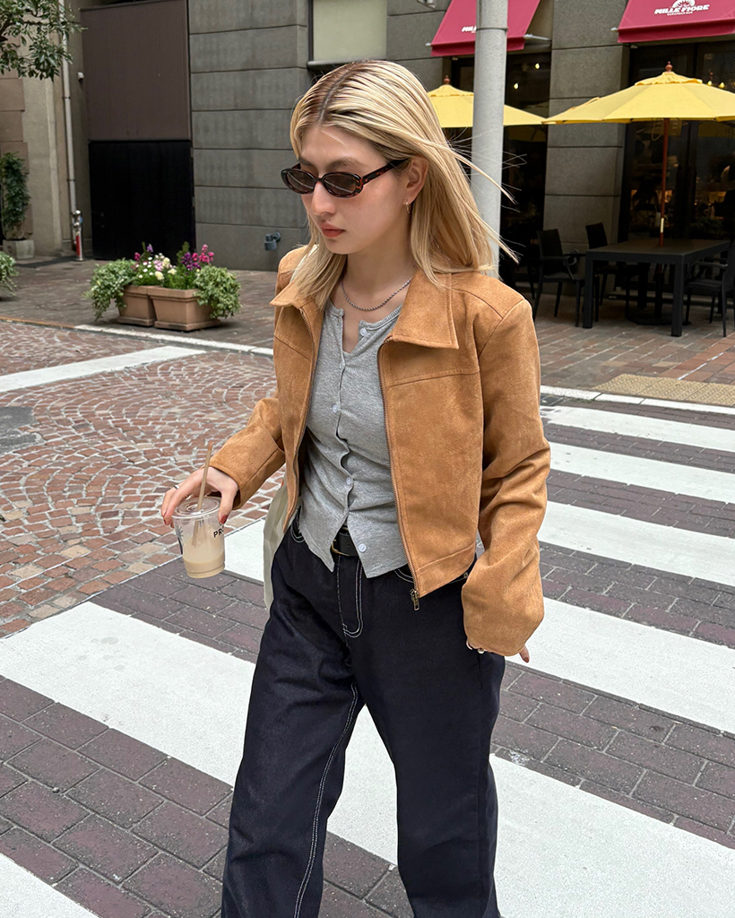 スエードクロップドジャケット | ファッション通販サイト NUGU