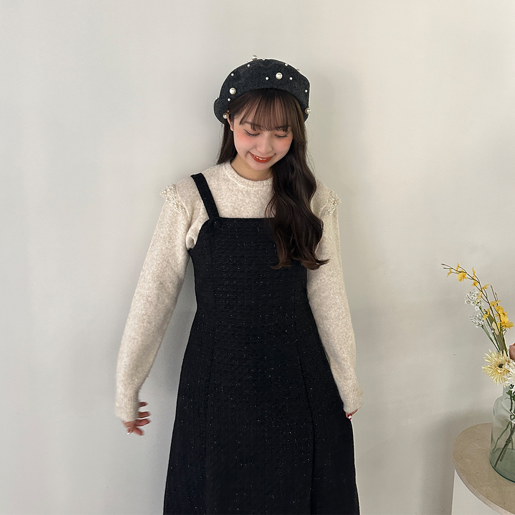 ツイードリボンノースリーブワンピース | ファッション通販サイト NUGU