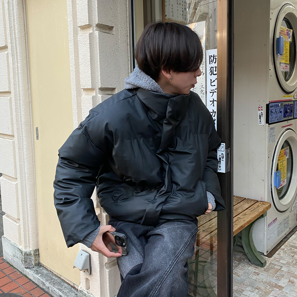 ハイネックレザースタイルパディングジャンパー | ファッション通販