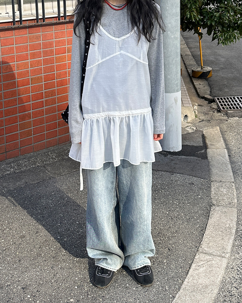 シースルーキャミシャーリングワンピース | ファッション通販サイト NUGU