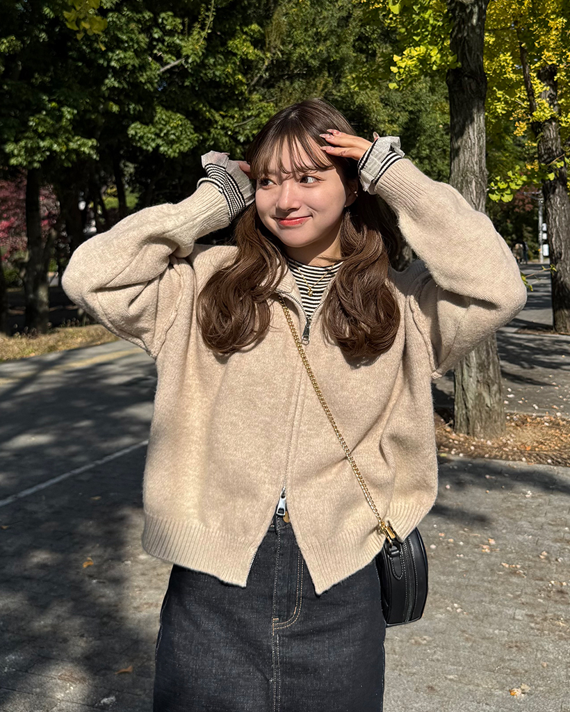 タートルネックニットジップアップ | ファッション通販サイト NUGU