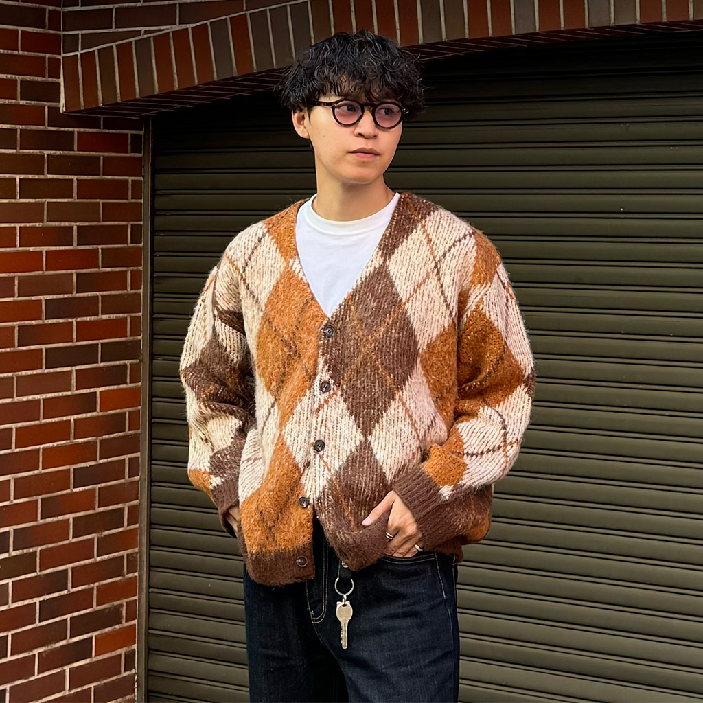 ORIGINAL) アーガイルアルパカニットカーディガン (brown