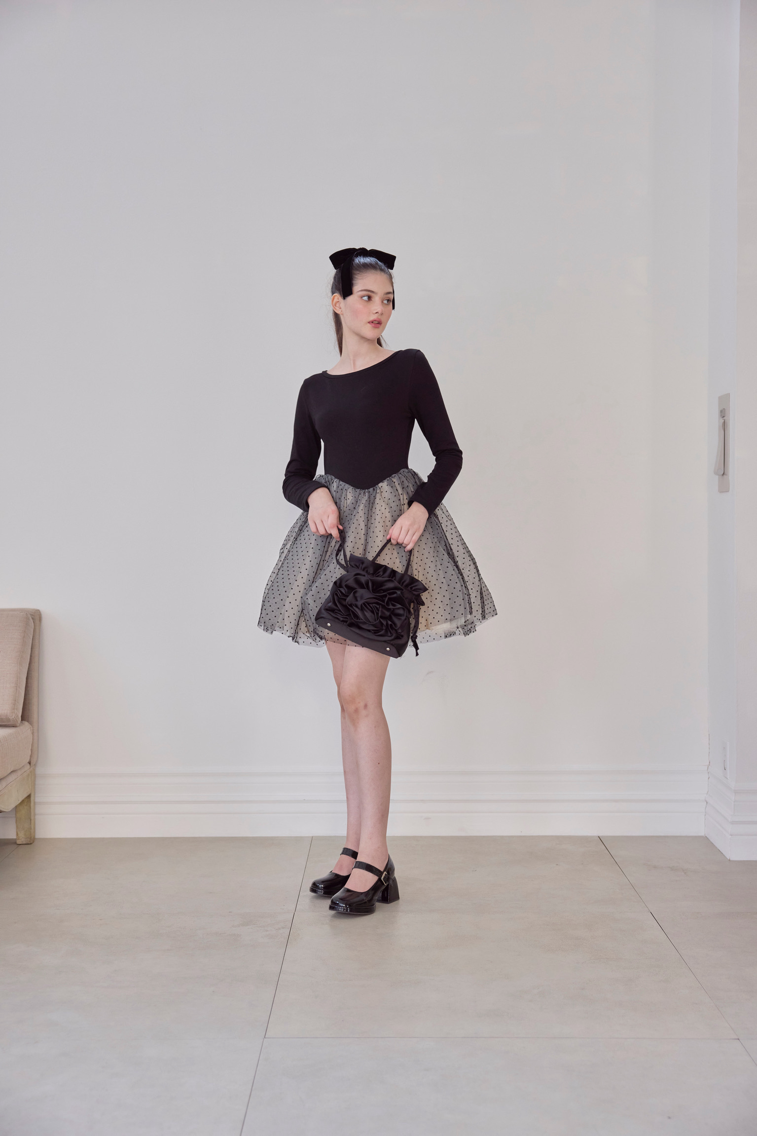 Ballerina dot tulle docking one piece | ファッション通販サイト NUGU