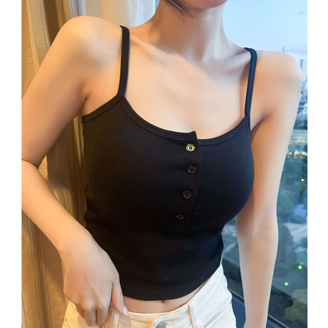 ヘンリーネックストライプ柄ボリュームキャミソール | ファッション