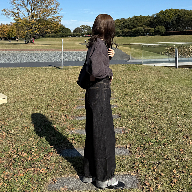 ステッチポイントワイドデニムパンツ | ファッション通販サイト NUGU