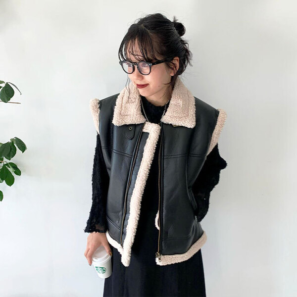 フェイクレザームートンベスト | ファッション通販サイト NUGU