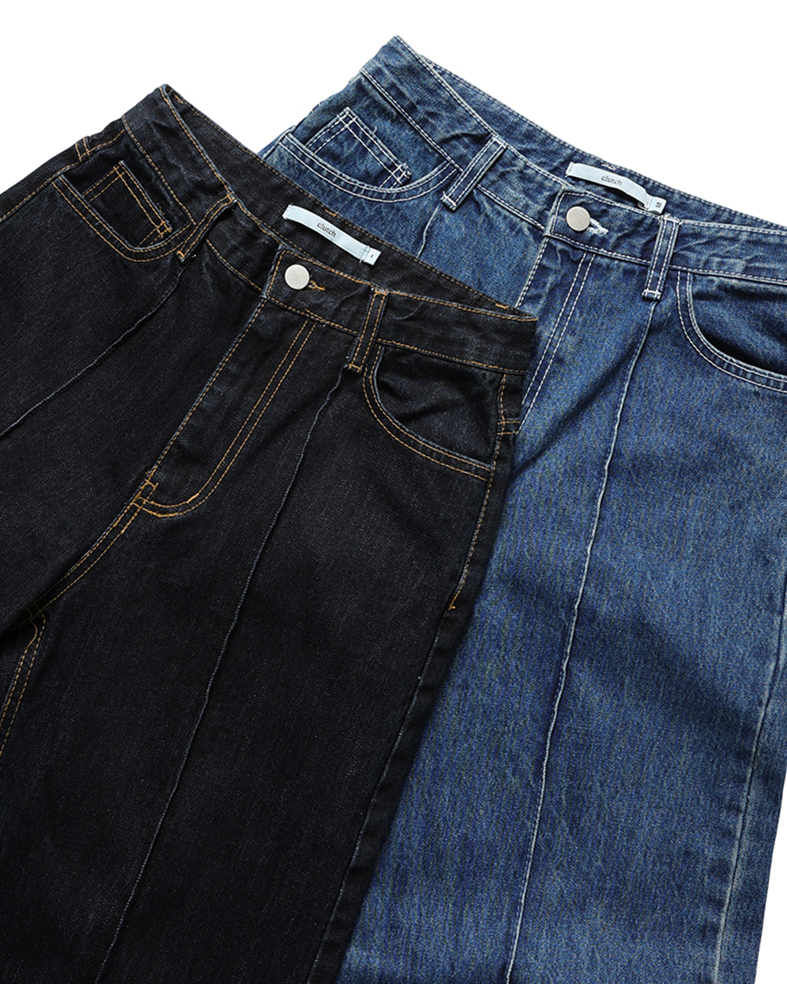 12回再販](ORIGINAL) ピンタックストレートデニムパンツ (black