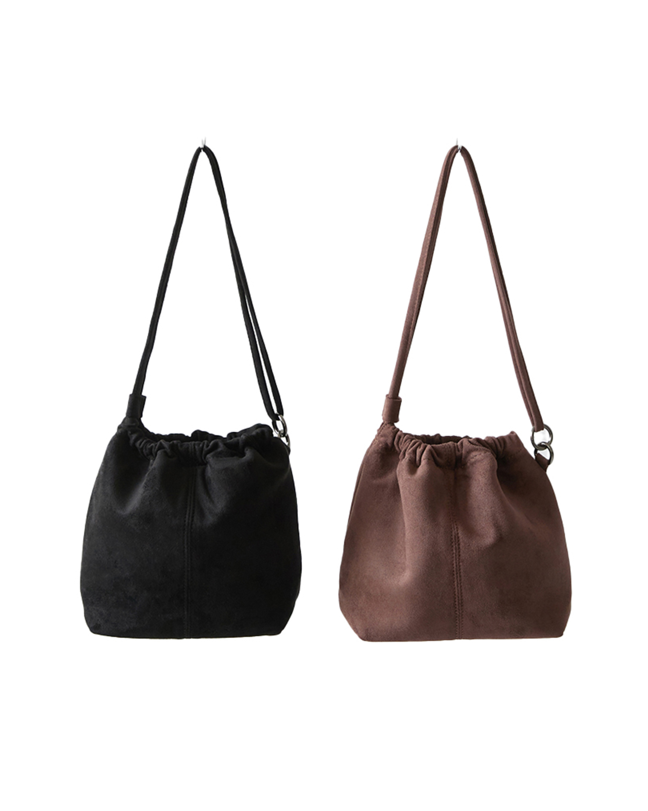 2回再販](ORIGINAL) ソフトドローストリングショルダーバッグ (brown