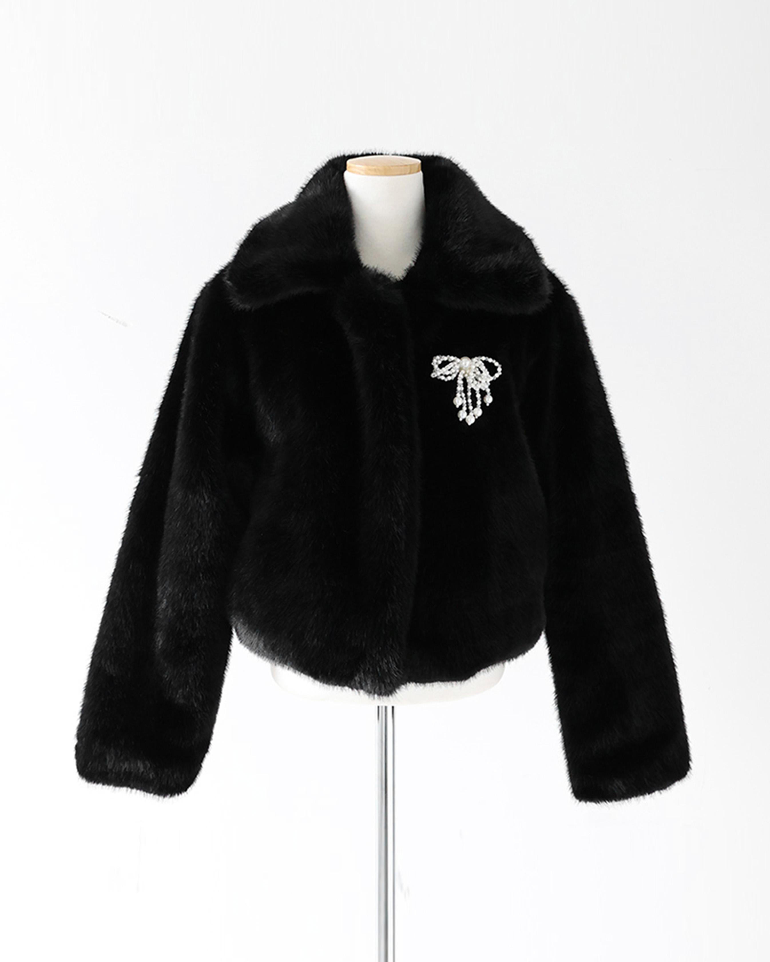 新品❤️ブローチ付き❣️異素材ジャケット ORIGINAL)カラーファー