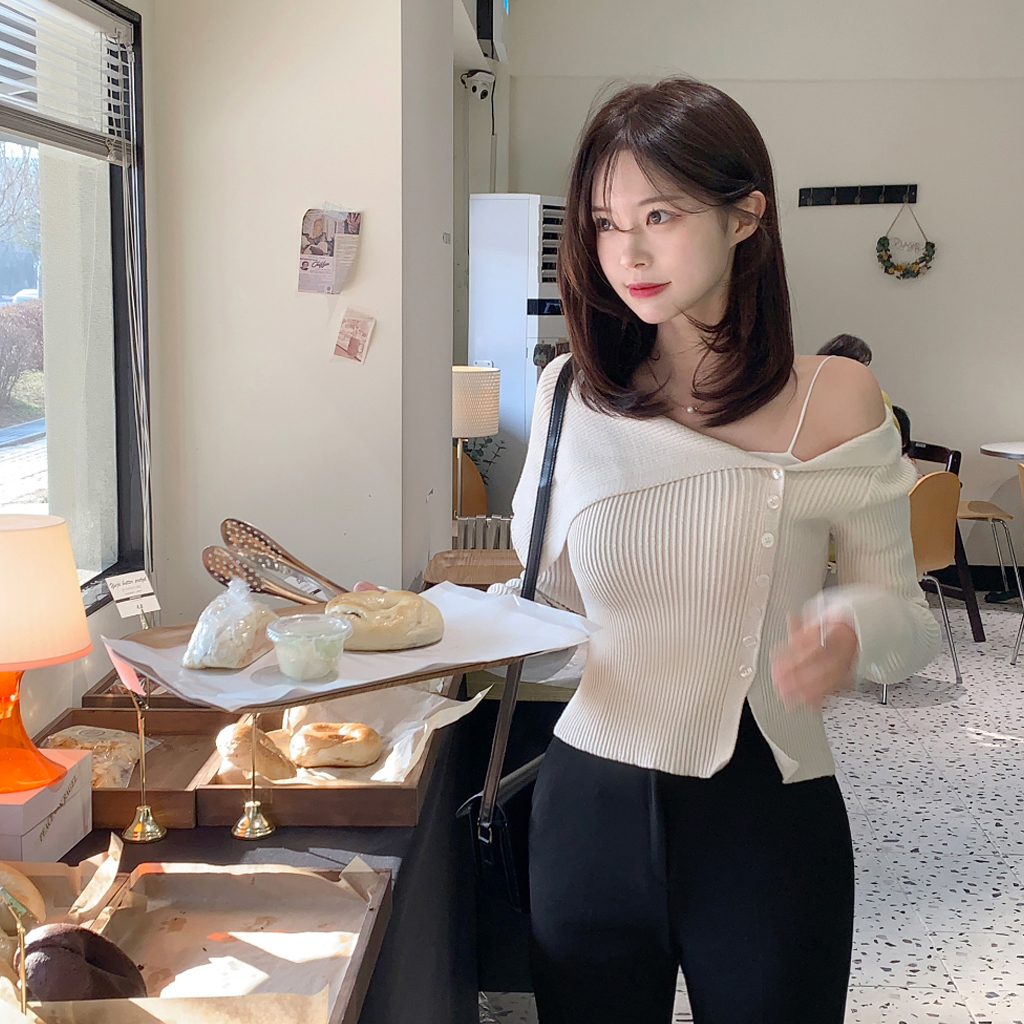 original] アシンメトリーオフショルニット(5color) | ファッション