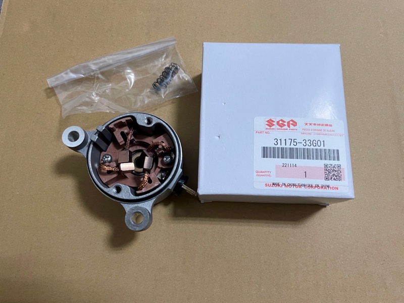 セルモーター オーバーホール、純正カーボンブラシアッシー交換