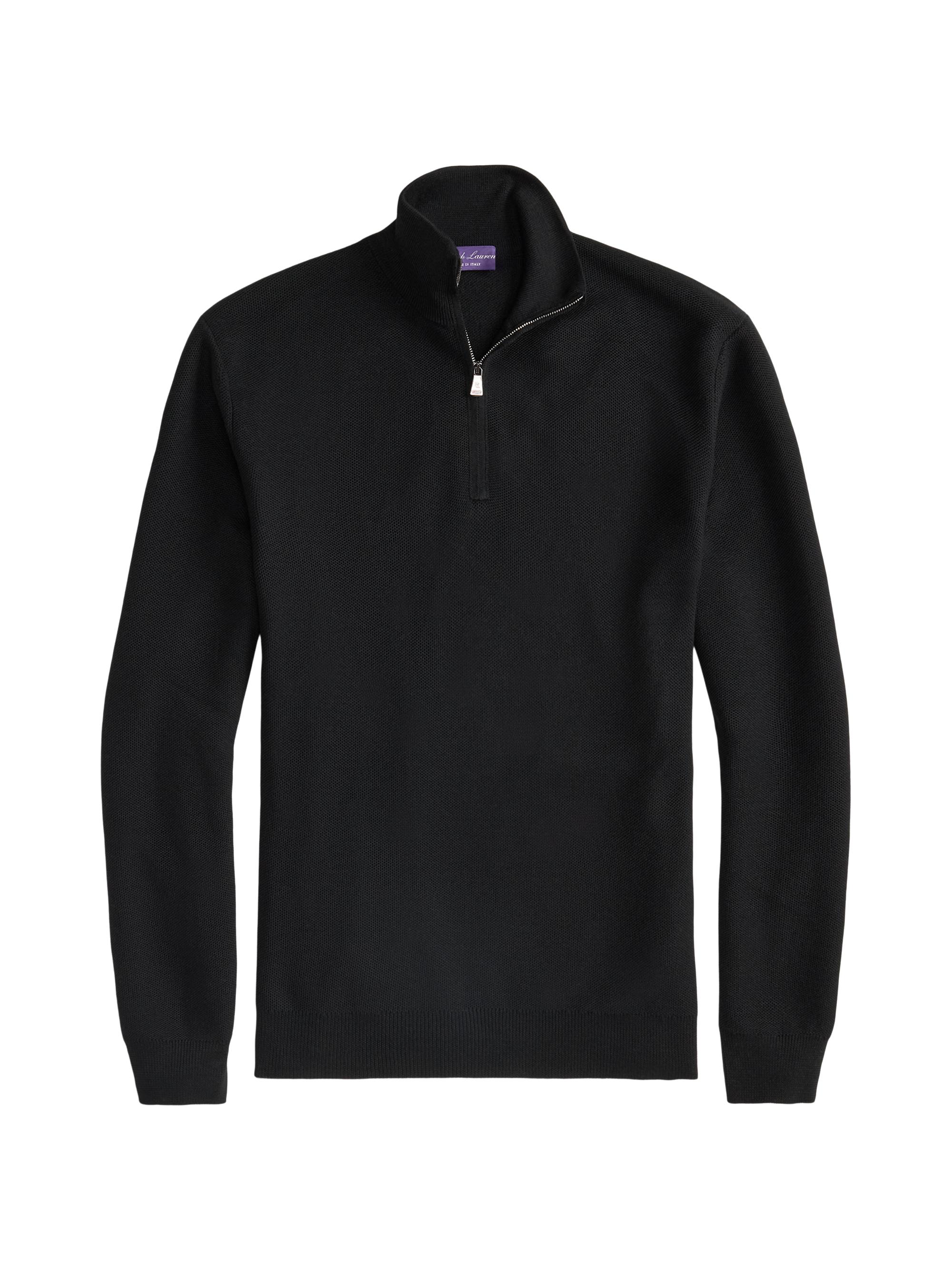 Ralph Lauren Purple Label Piqué-Knit Wool Quarter-Zip Sweater