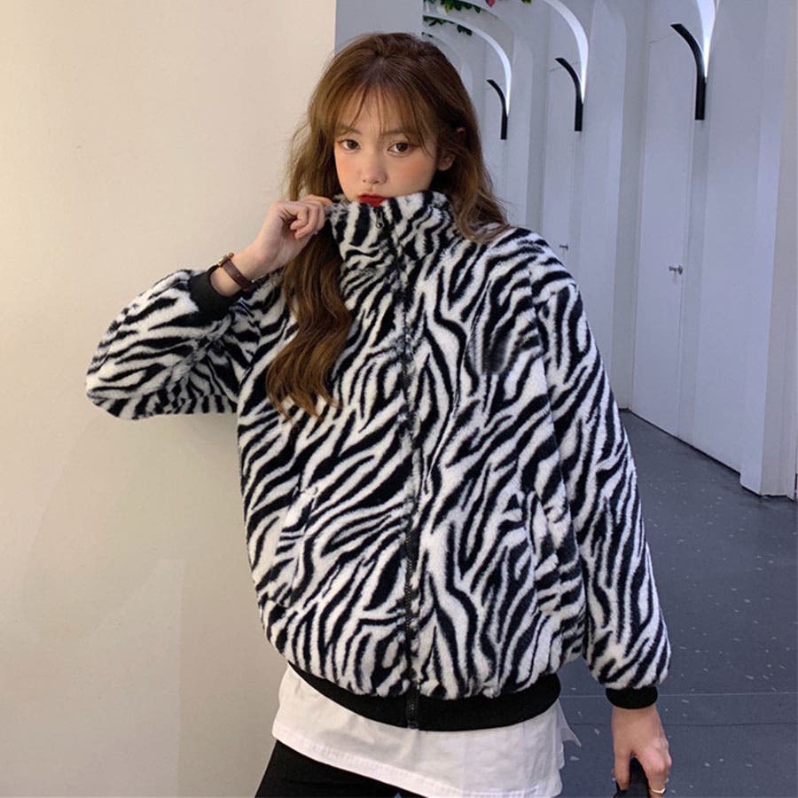 ゼブラ柄ルーズウォームぬいぐるみジャケット ファッション通販