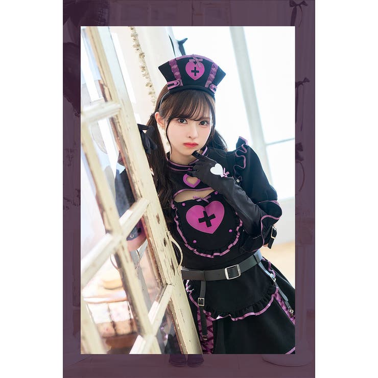 藤咲凪着用】ハートシリンジブラックナース《ハロウィンコスプレ9点