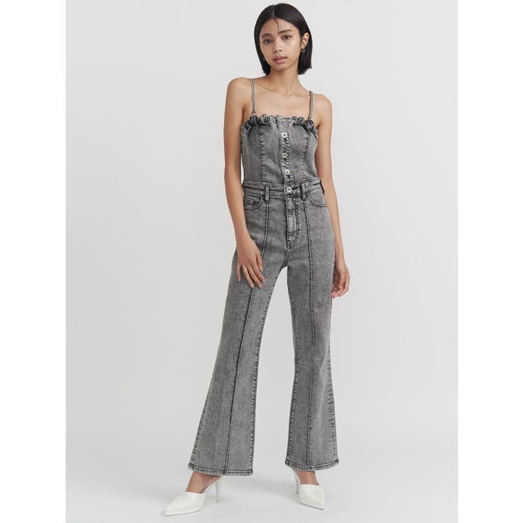 ケミカルBACKリボンデニムロンパース[品番：MKSW0062454]｜GYDA