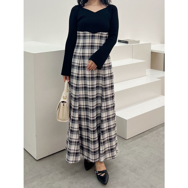 ドッキングチェックワンピース[品番：MKSW0060979]｜MERCURYDUO