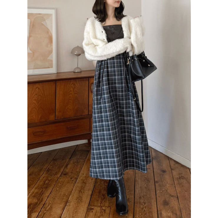 フェイクレザービスチェドッキングキャミワンピース[品番：MKSW0066748