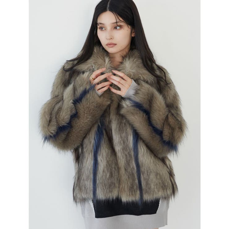 フェイクファーラインジャガードコート[品番：MKSW0060529]｜MURUA