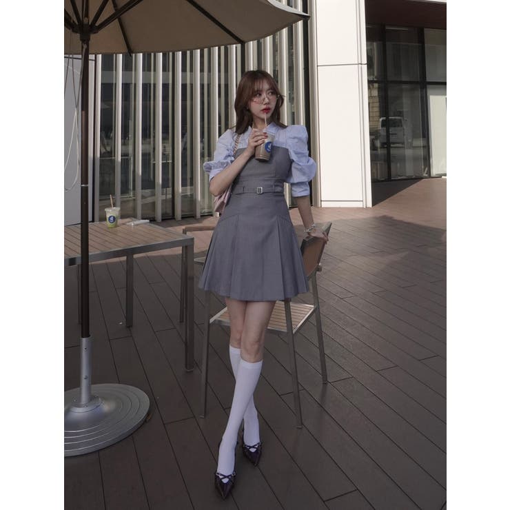 レイヤードシャツミニワンピース[品番：MKSW0065059]｜dazzlin