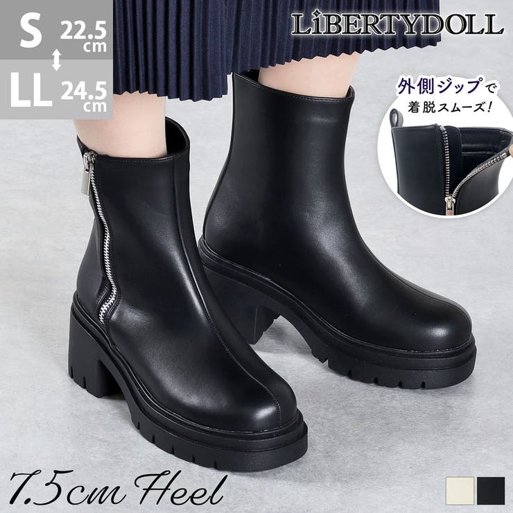 7.5cmヒール 厚底サイドジップブーツ ☆9125[品番：SFWS0002831