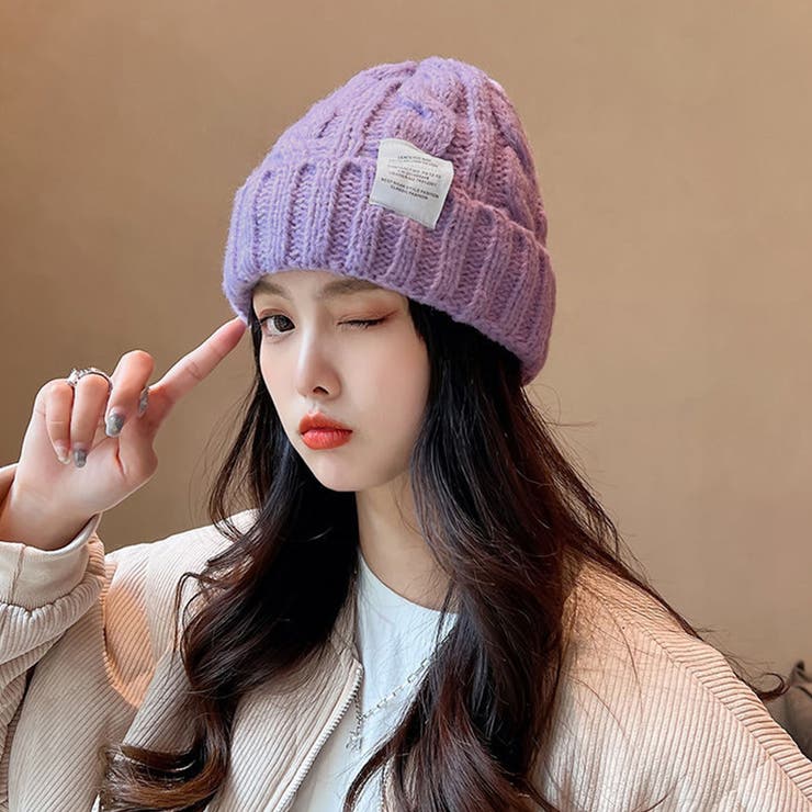 ケーブル編み ニット帽子 レディース秋冬[品番：II000009525