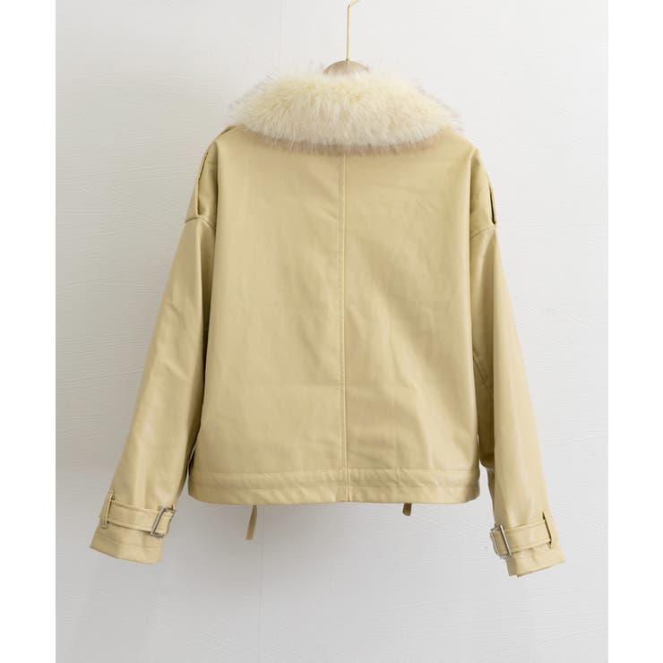 ファーライダースジャケットフェイクレザー[品番：II000012202