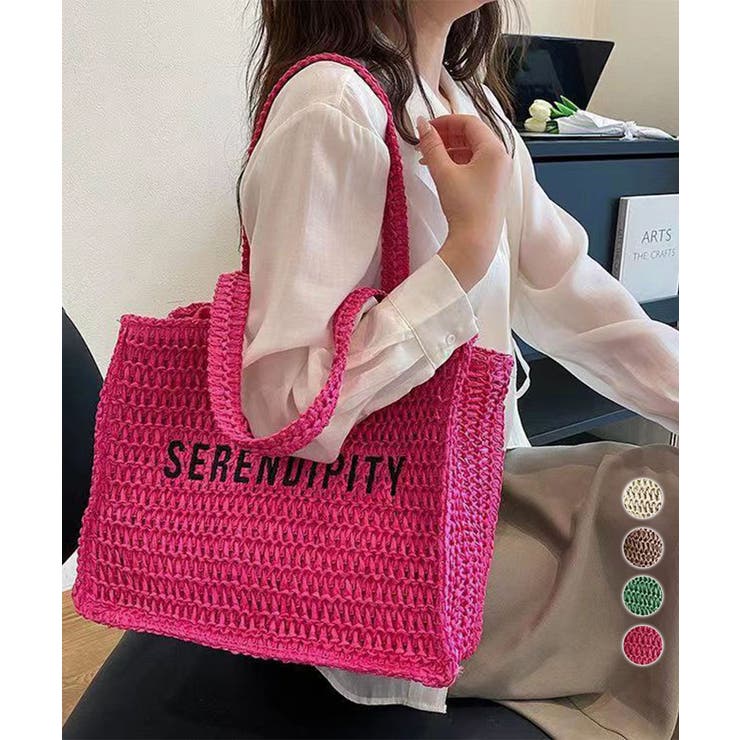 ストローバッグ トート かごバッグ韓国風[品番：II000011651