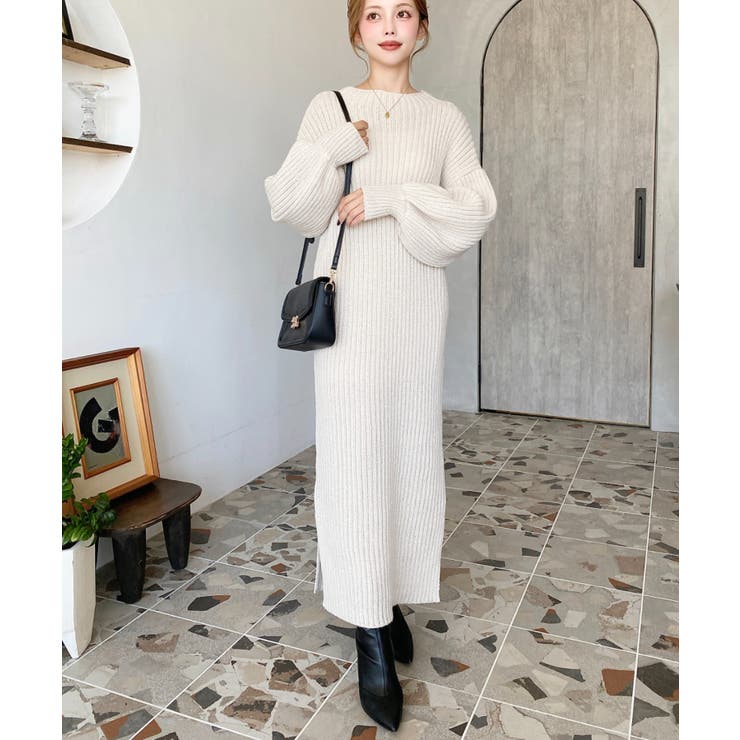 ボトルネックニットワンピース[品番：ERMW0004160]｜moment+