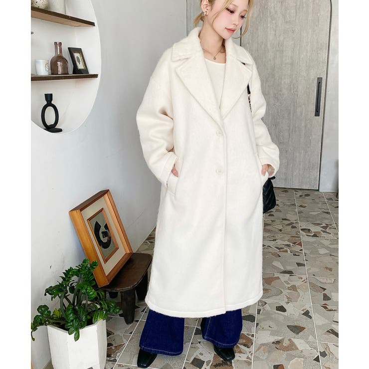 ロングチェスターシャギーコート[品番：ERMW0004080]｜moment+