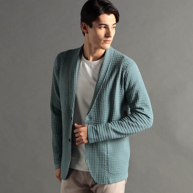 リンクスジャカード ショールカラーカーディガン[品番：NICW0005266