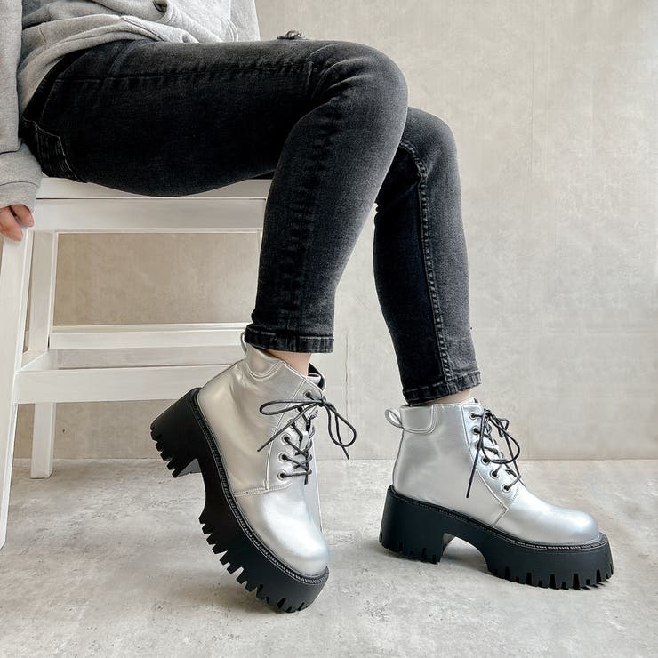 厚底 トラックソール レースアップ ワークブーツ[品番：NOVS0003335