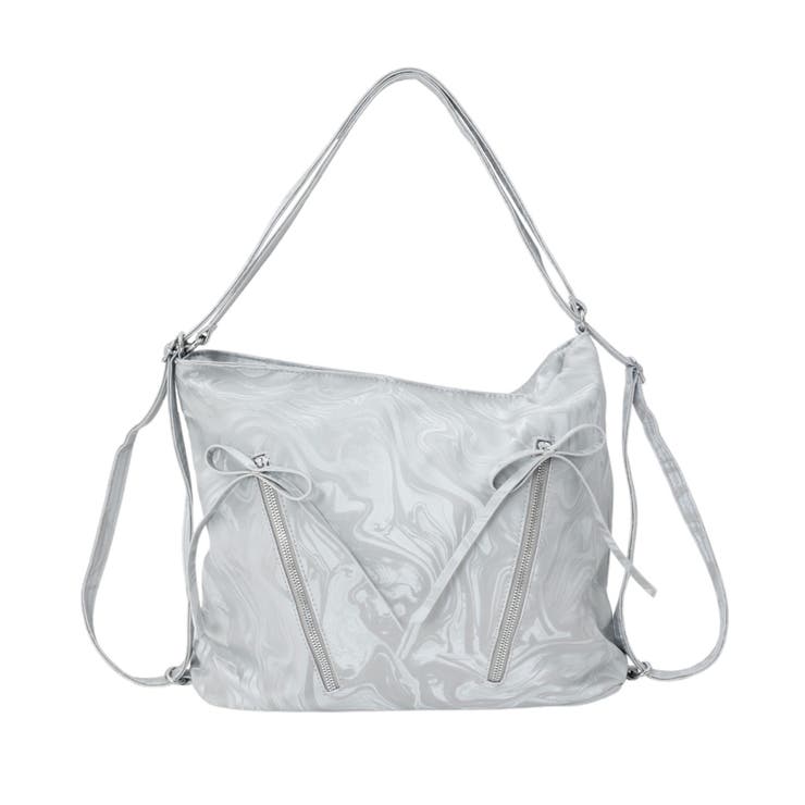 2WAY マーブル リボン ギャザー バッグ[品番：ORGW0009163]｜Ada