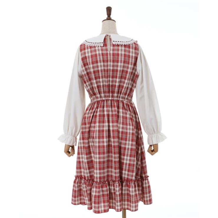 チェックフリル襟付ワンピース[品番：IGAW0004185]｜axes femme