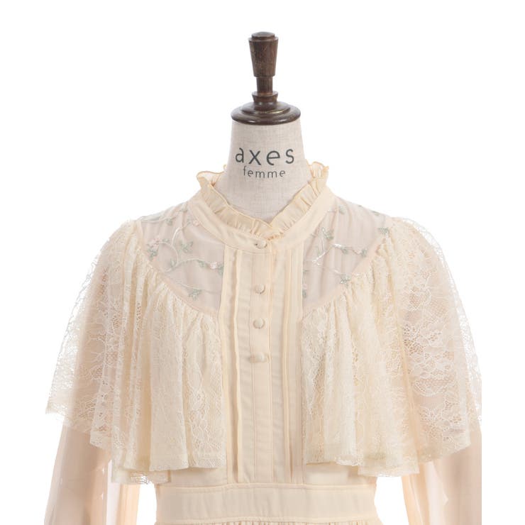 刺繍チュール使ケープワンピース[品番：IGAW0005927]｜axes femme