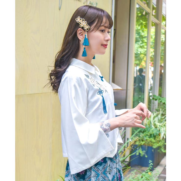 ジャスミン刺繍チャイナブラウス[品番：IGAW0005339]｜axes femme