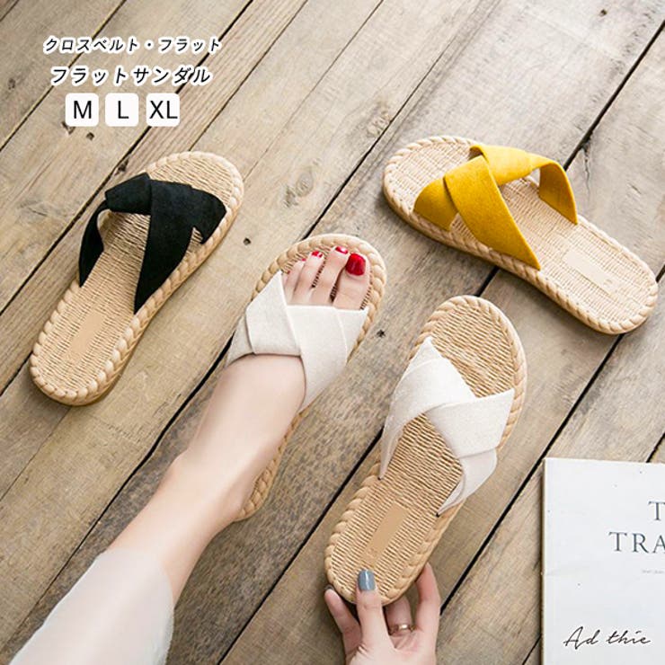 クロスベルト フラット サンダル[品番：ADEW0003614]｜ad thie