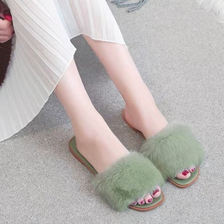 ふわふわ・カラフル ファーサンダル[品番：ADEW0004213]｜ad thie