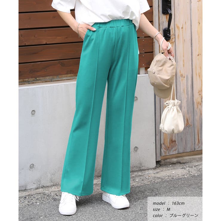 新色追加】セミフレアパンツ センターシーム ウエストゴム[品番