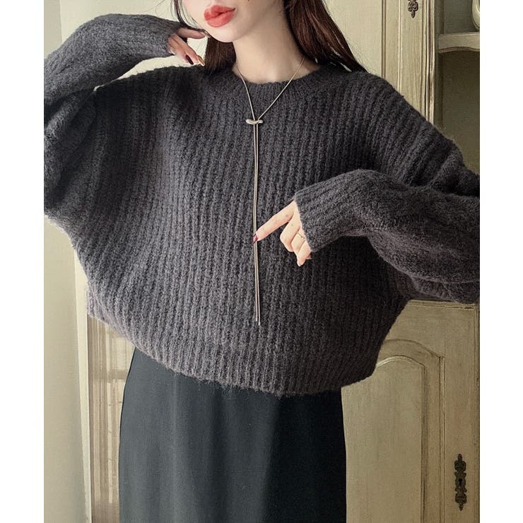 Meiru 前後2wayケーブル編みショートニットカーディガン[品番