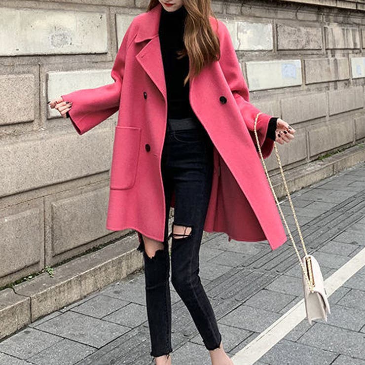 ミドル丈ピーコート レディース 10代[品番：AMSW1777812]｜Amulet