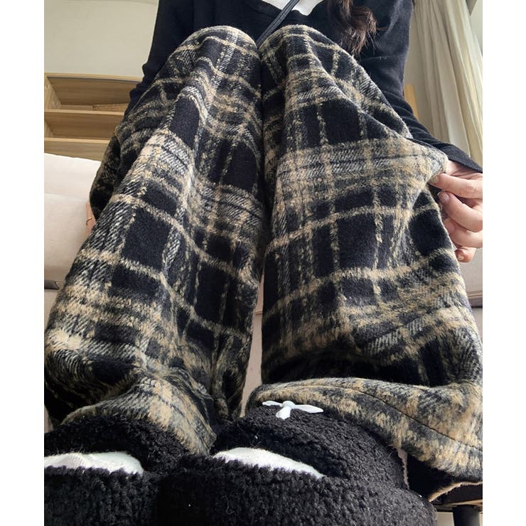 ワイドパンツ チェック柄 レディース[品番：AGCW0006082]｜SUNSHINE