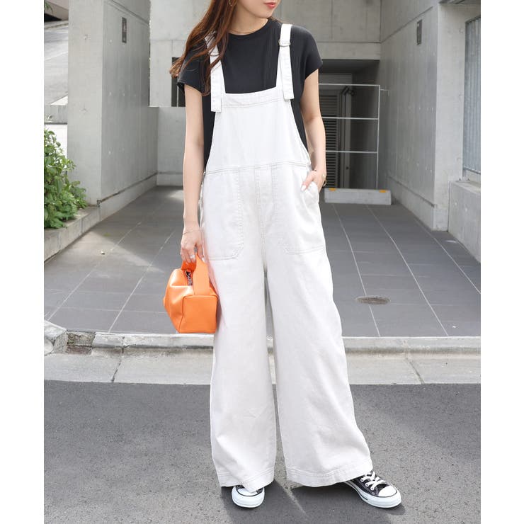 コットンツイル ベイカー ワイドサロペット[品番：AZ000003711]｜andme