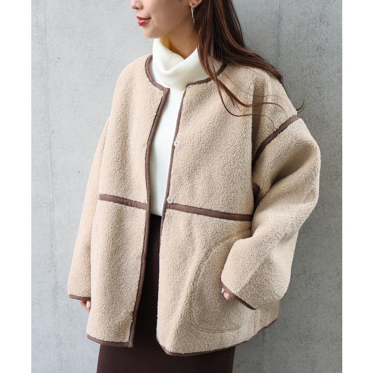 リバーシブル パイピング ボアコート[品番：AZ000003589]｜andme