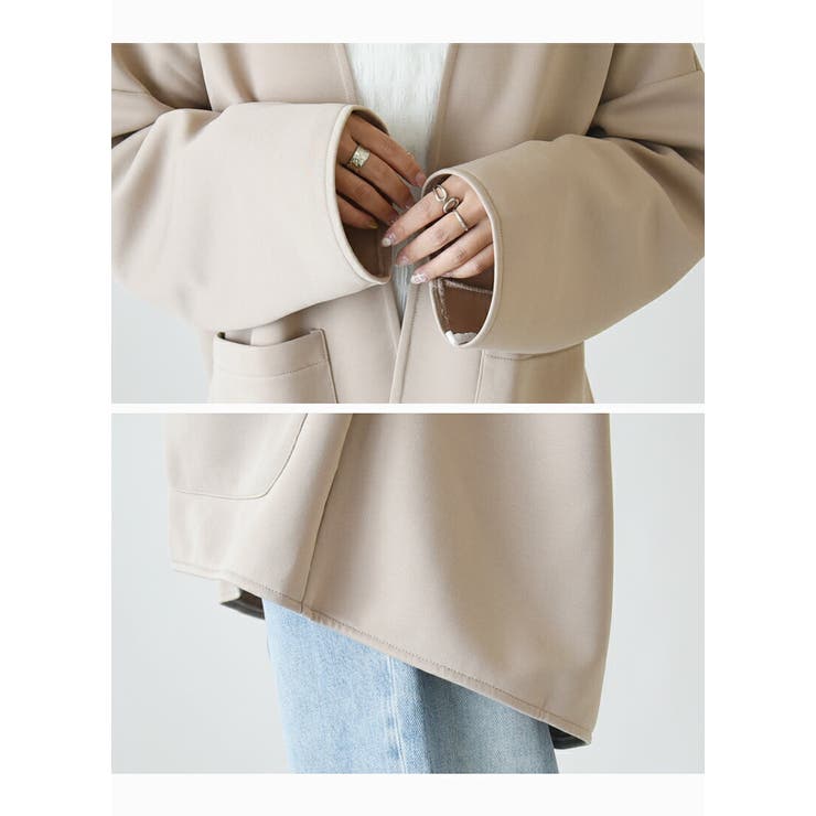 ノーカラージャケット アウター ジャケット[品番：ZX000006343]｜and