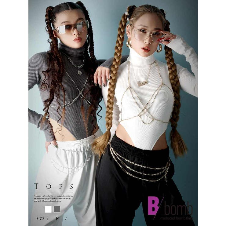 ニット ハイネック ボディースーツ[品番：RV000011589]｜bombshell