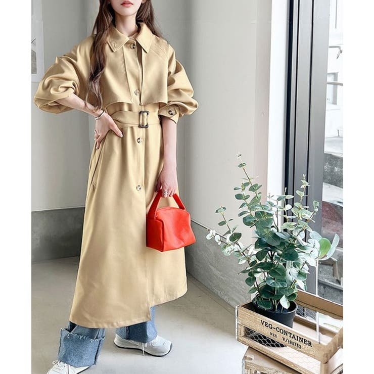 大人レトロ降臨。2wayビッグカラーボリュームスリーブトレンチコート