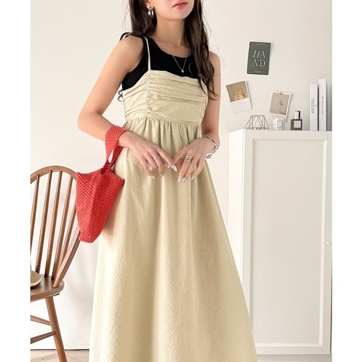 360度大人可愛い♪フロントギャザーバックリボンデザインキャミ