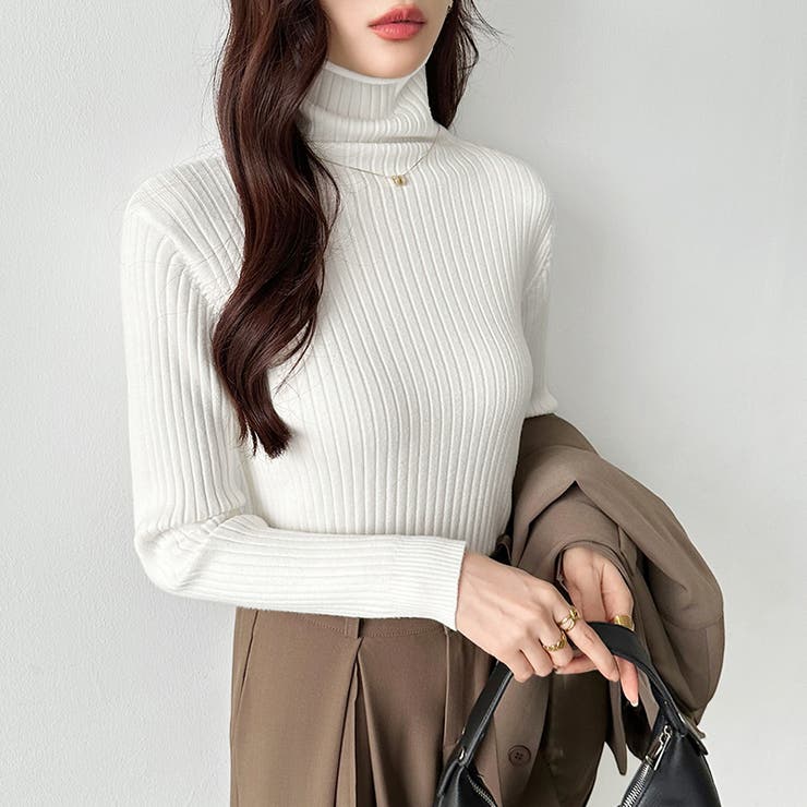 やわらかリブタートルネック タートルネック リブニット[品番